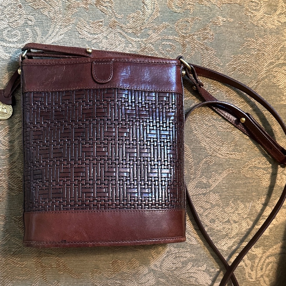 Brahmin brown Woven Leather Crossbody Bag
